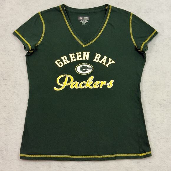 Green Bay Packers Womens Sleepwear V-Neck Shirt NFL Team Apparel Size L - Picture 5 of 8